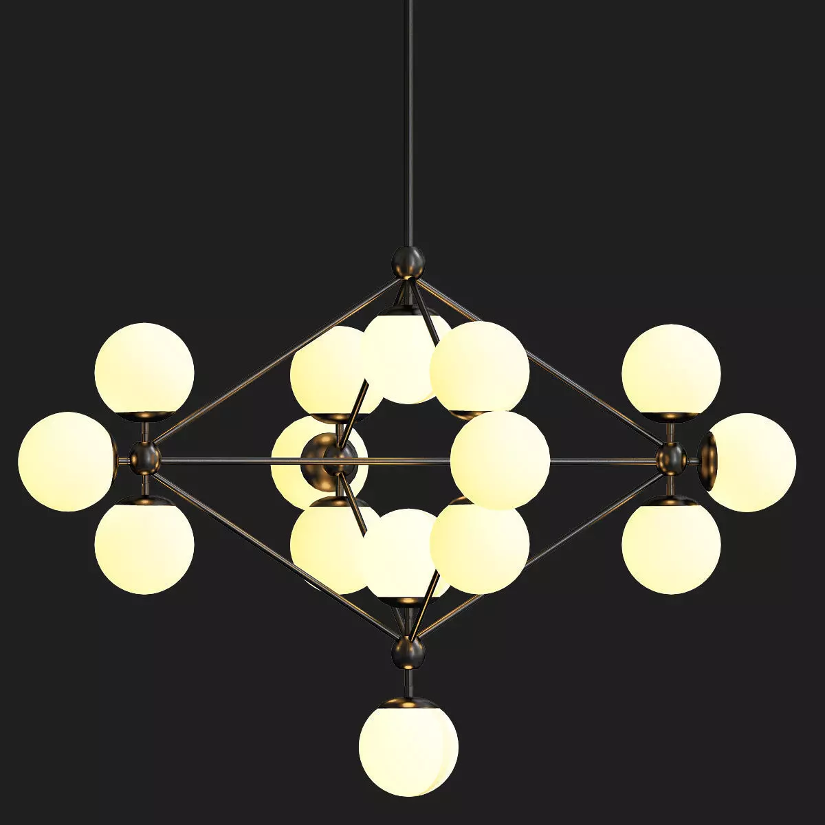 Modo chandelier 15 globes black cream von Roll Hill 3D model_0