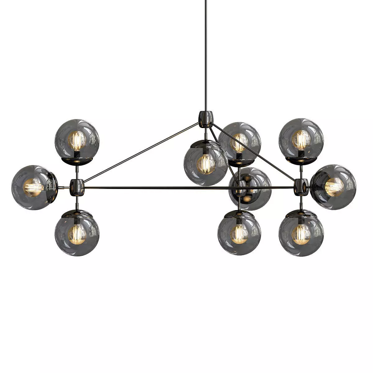 Modo chandelier 10 globes black smoke von Roll Hill 3D model_0