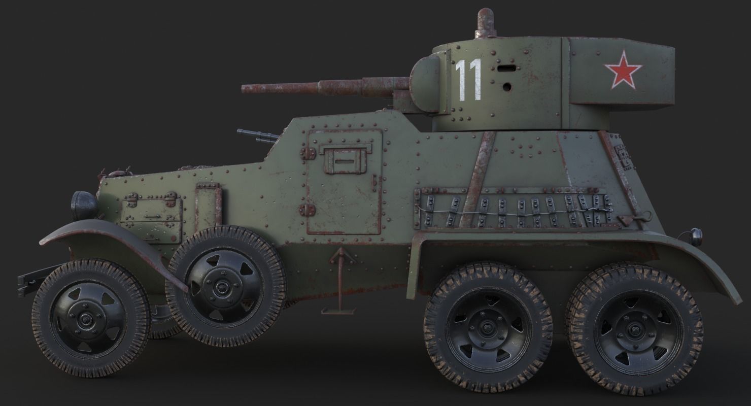 BA 6 Armored Car  Vray  3D model_8