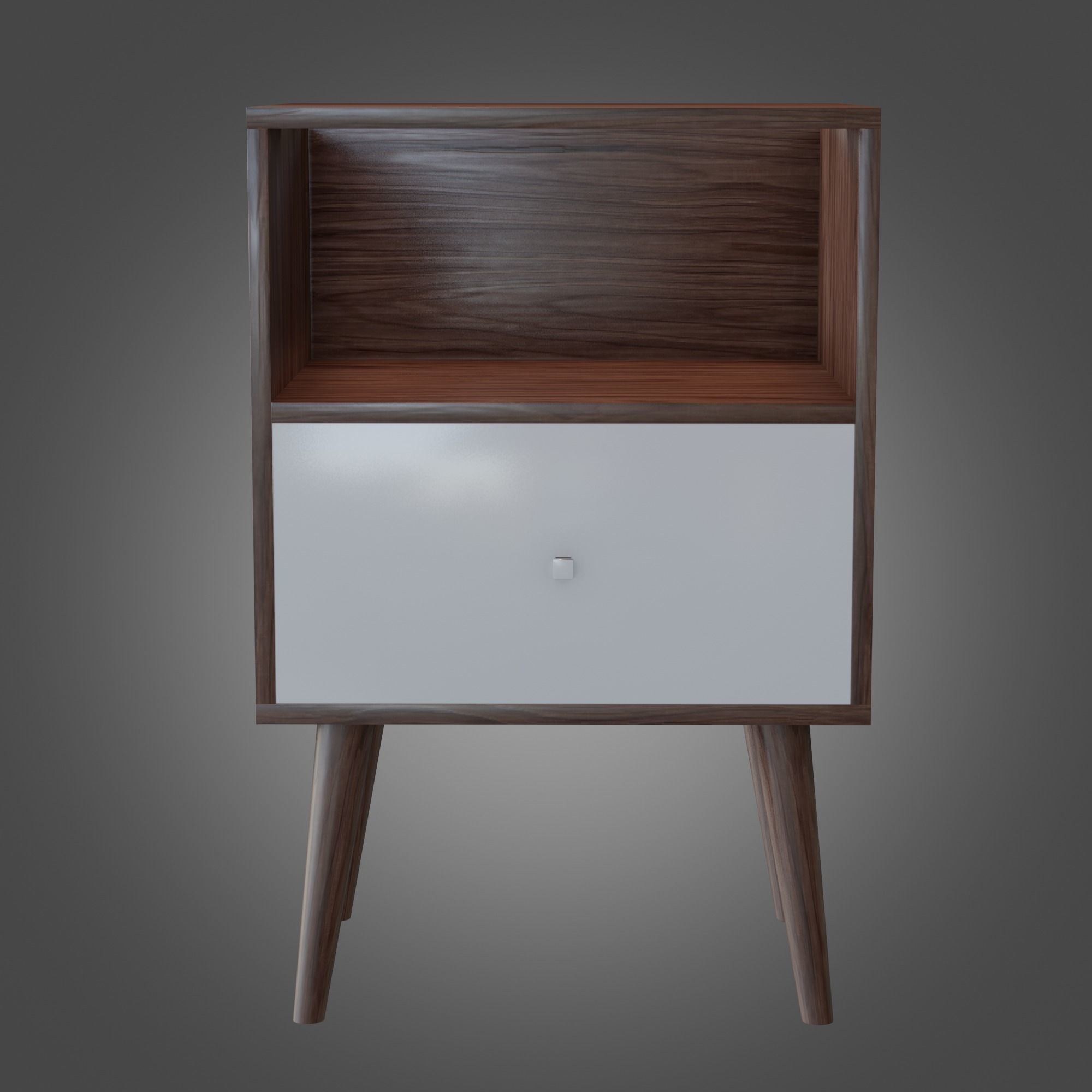 Nightstand Brown White Pbr 4 Subdivision Ready for Film Low-poly 3D model_10
