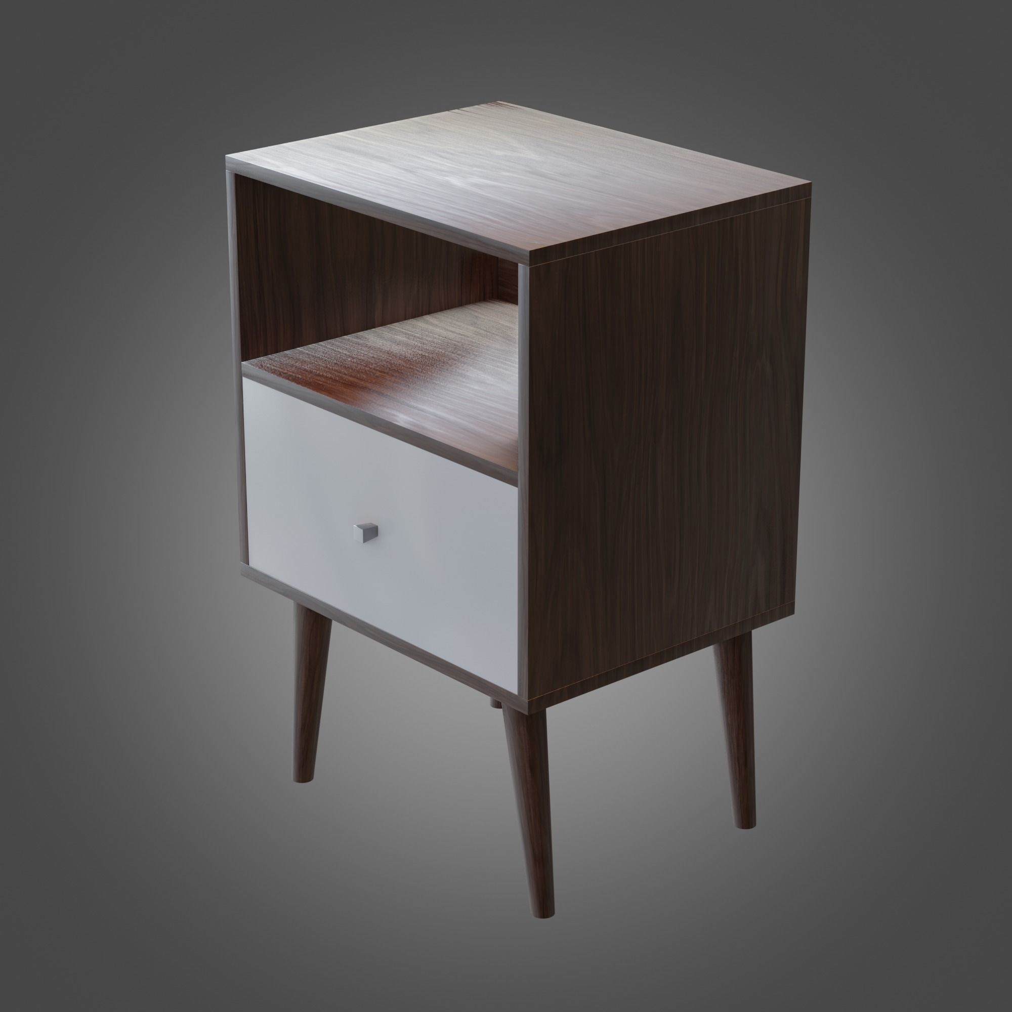 Nightstand Brown White Pbr 4 Subdivision Ready for Film Low-poly 3D model_11