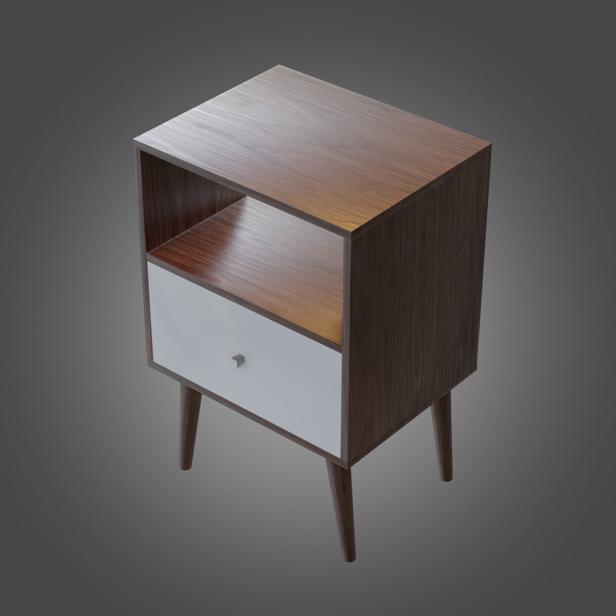 Nightstand Brown White Pbr 4 Subdivision Ready for Film Low-poly 3D model_1