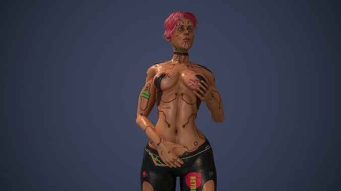Low poly cyberpunk girl game character rigged Low-poly 3D model Low poly cyberpunk girl game character rigged Low-poly 3D model