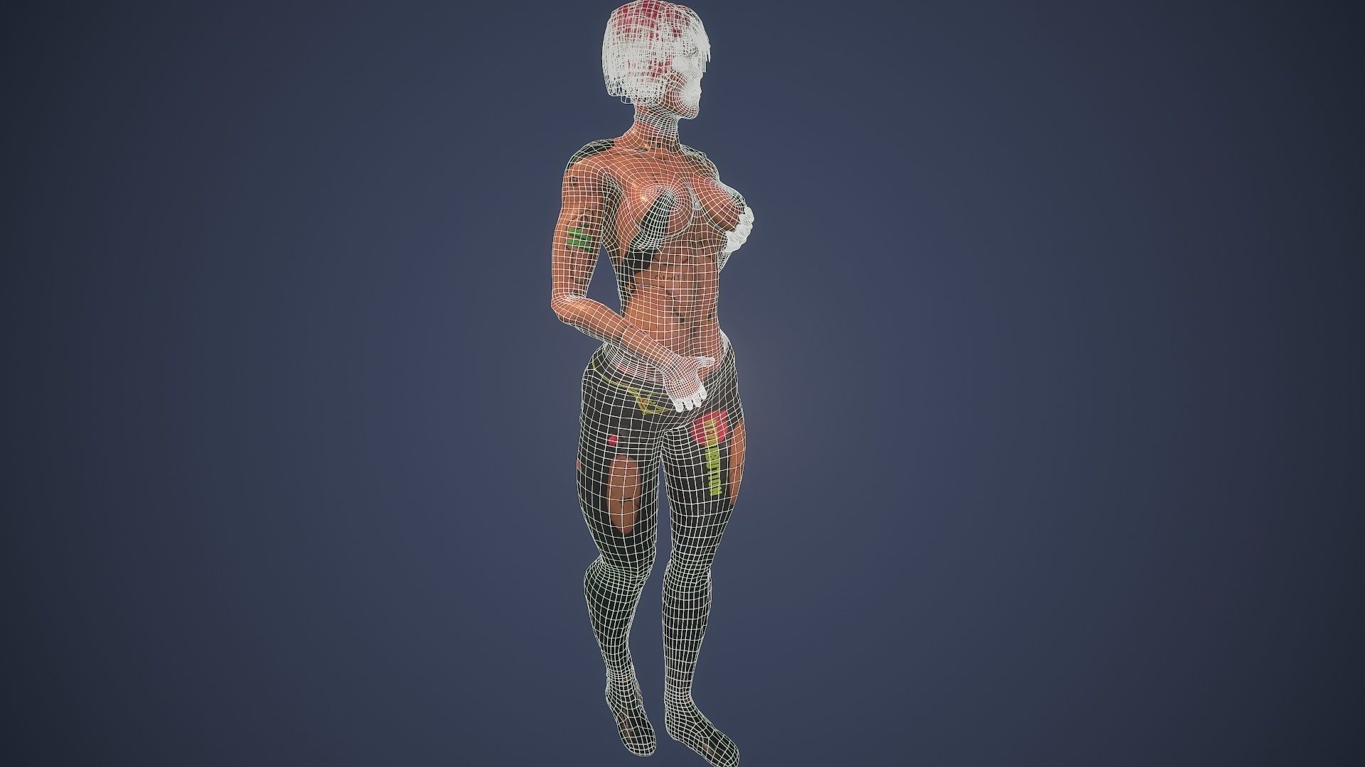 Low poly cyberpunk girl game character rigged Low-poly 3D model_16