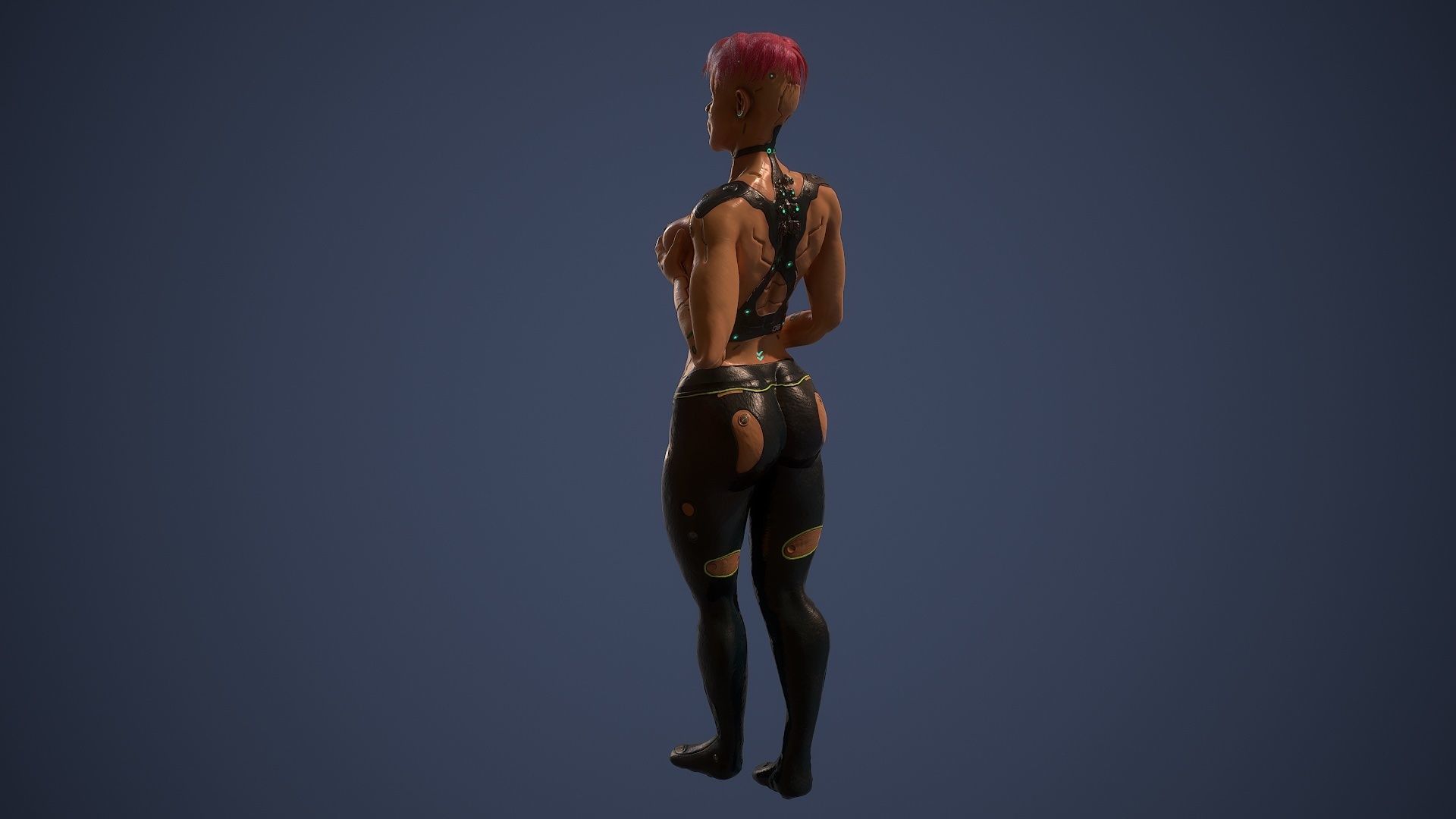 Low poly cyberpunk girl game character rigged Low-poly 3D model_4