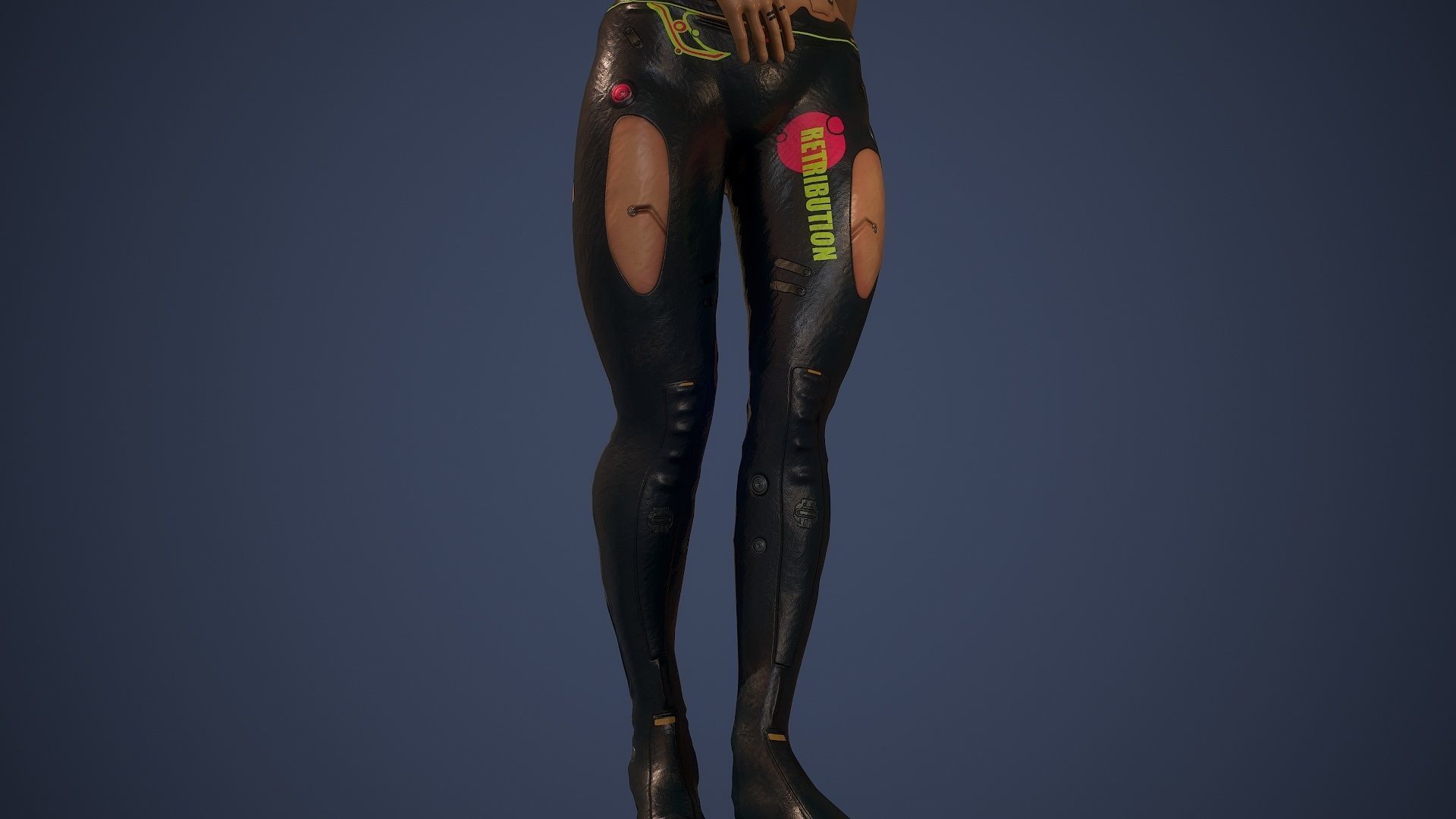 Low poly cyberpunk girl game character rigged Low-poly 3D model_15