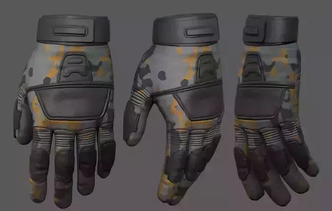 Gloves military combat soldier armor scifi fantasy armor  Low-poly 3D model