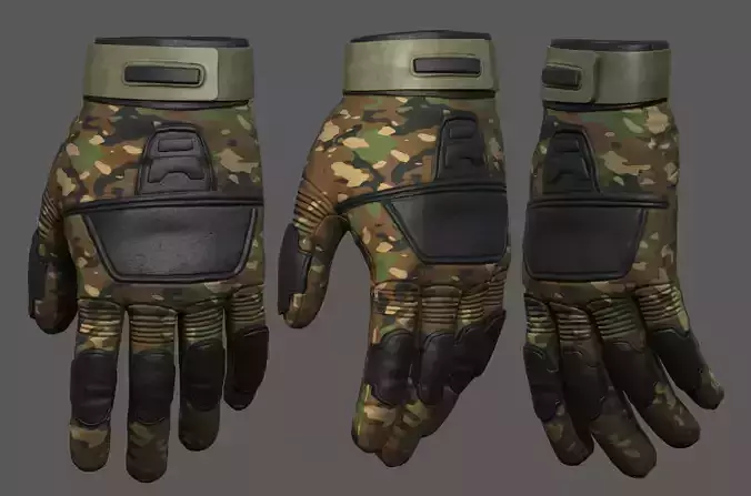 Gloves Sci-fi fantasy human protection camouflage  military  Low-poly 3D model