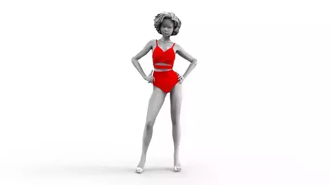 Woman with sexy top and shorts Marvelous Designer UV map
