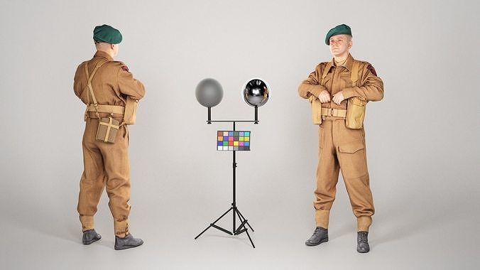 British commando from World War 2 44 Low-poly 3D model