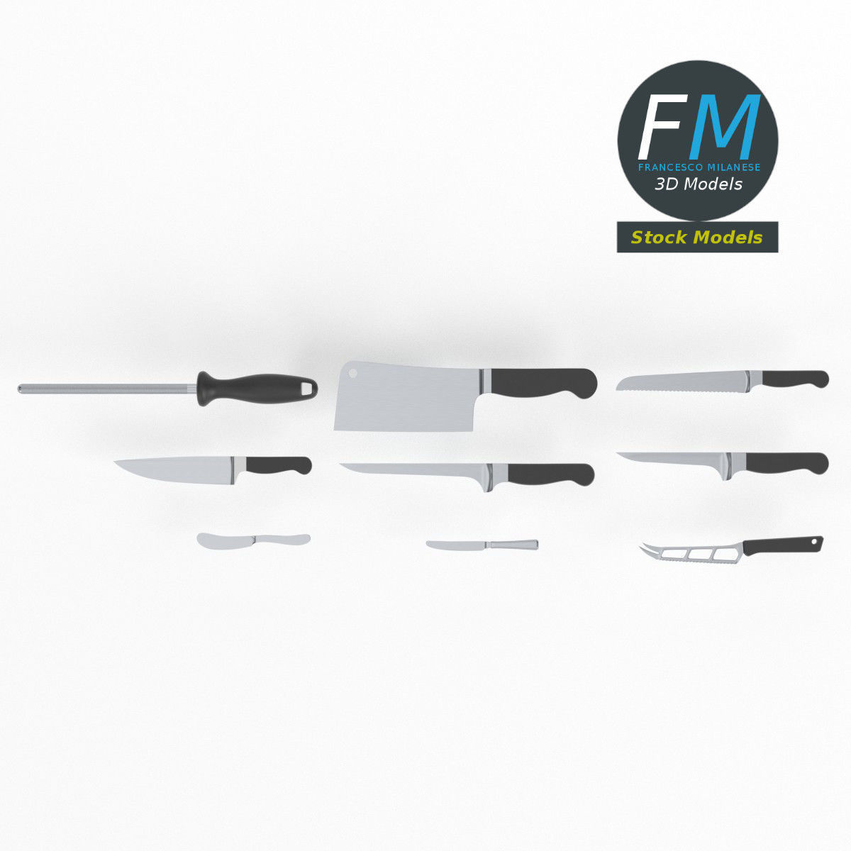 Kitchen knives 3D model_6