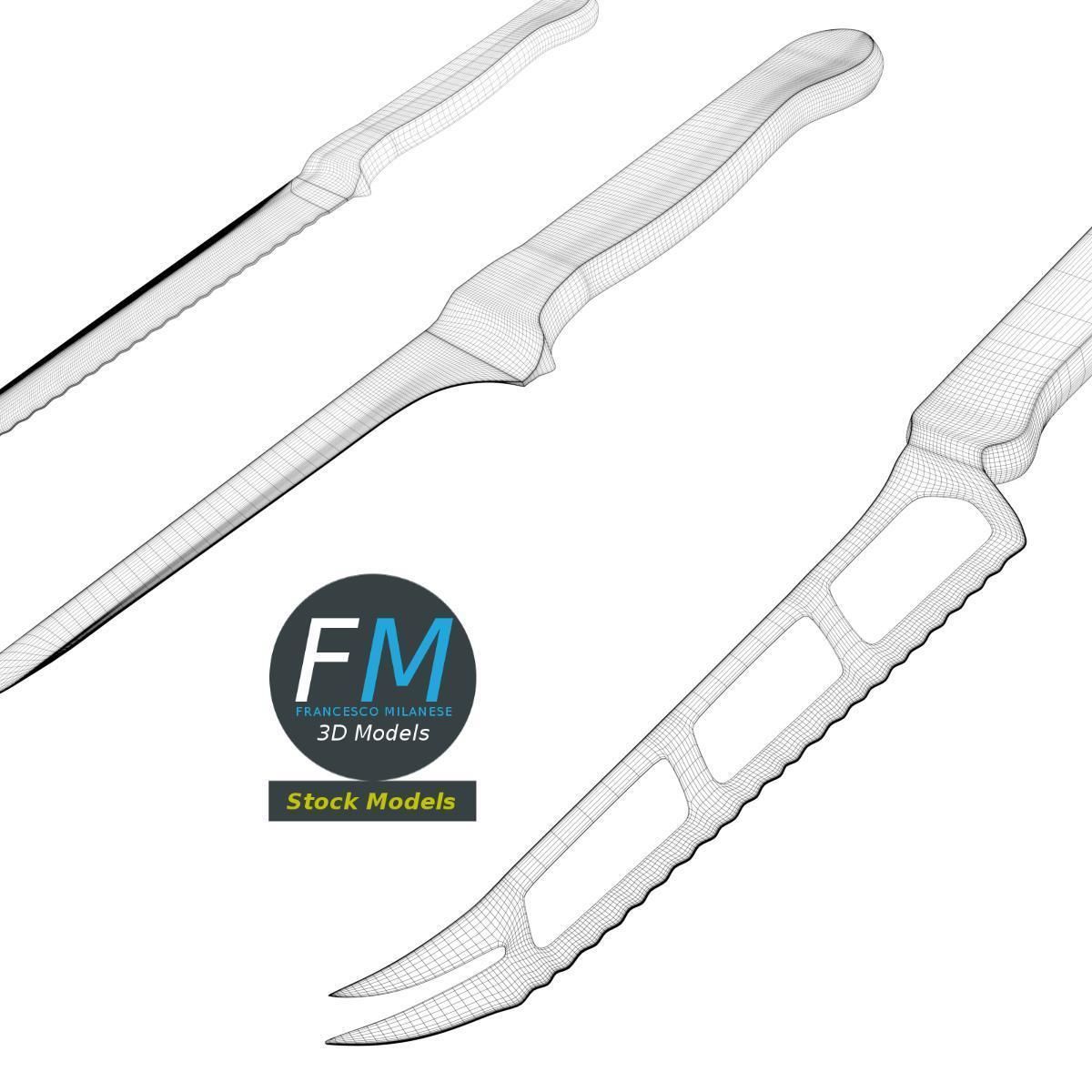 Kitchen knives 3D model_8