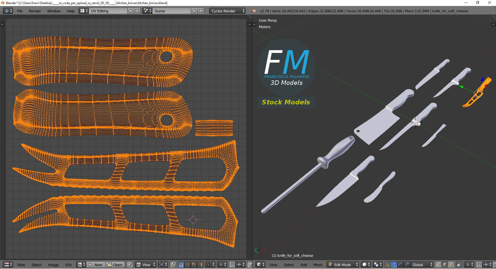Kitchen knives 3D model_10