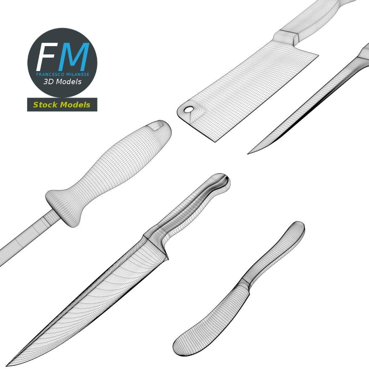 Kitchen knives 3D model_7