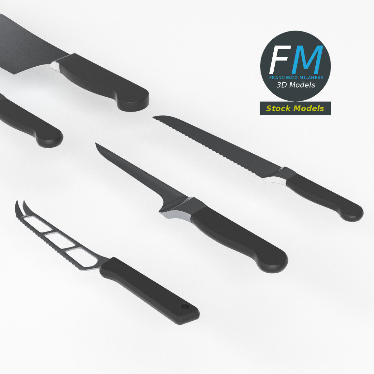 Kitchen knives 3D model_5