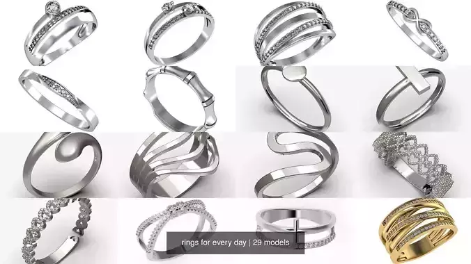 rings for every day 3D Model Collection