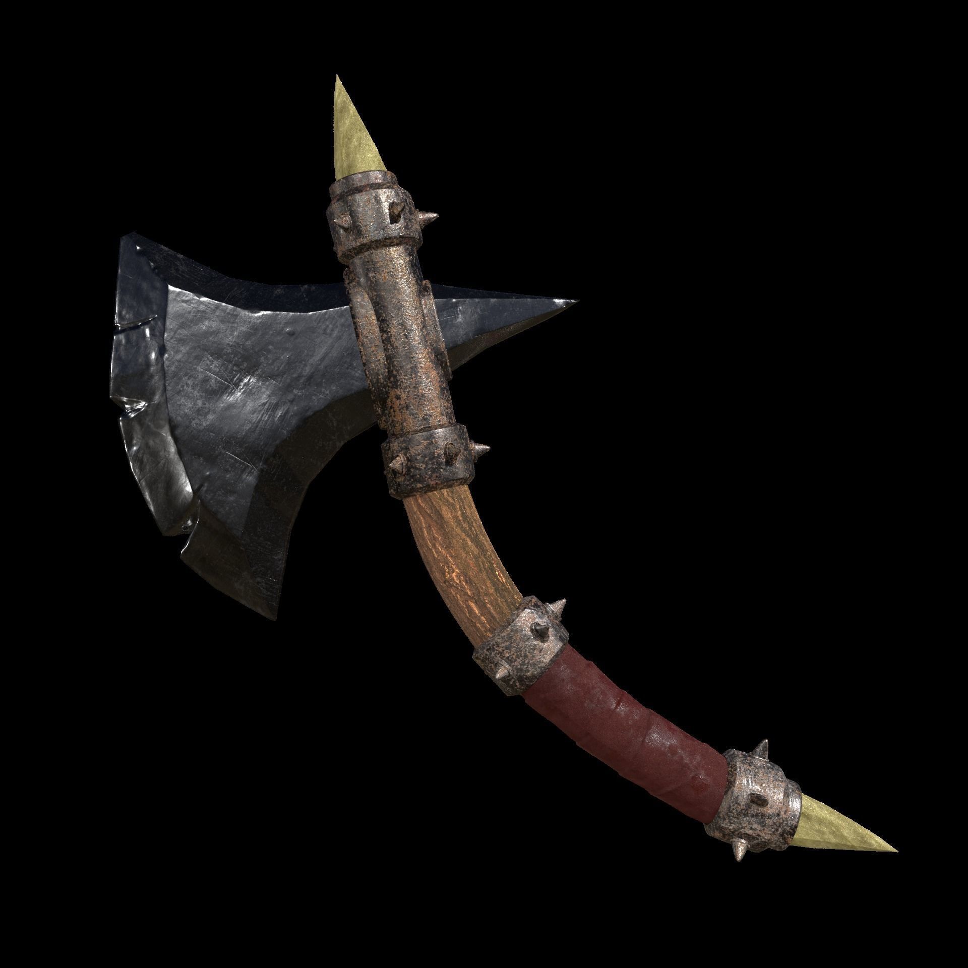Stylized Weapon Ax Low-poly 3D model_8