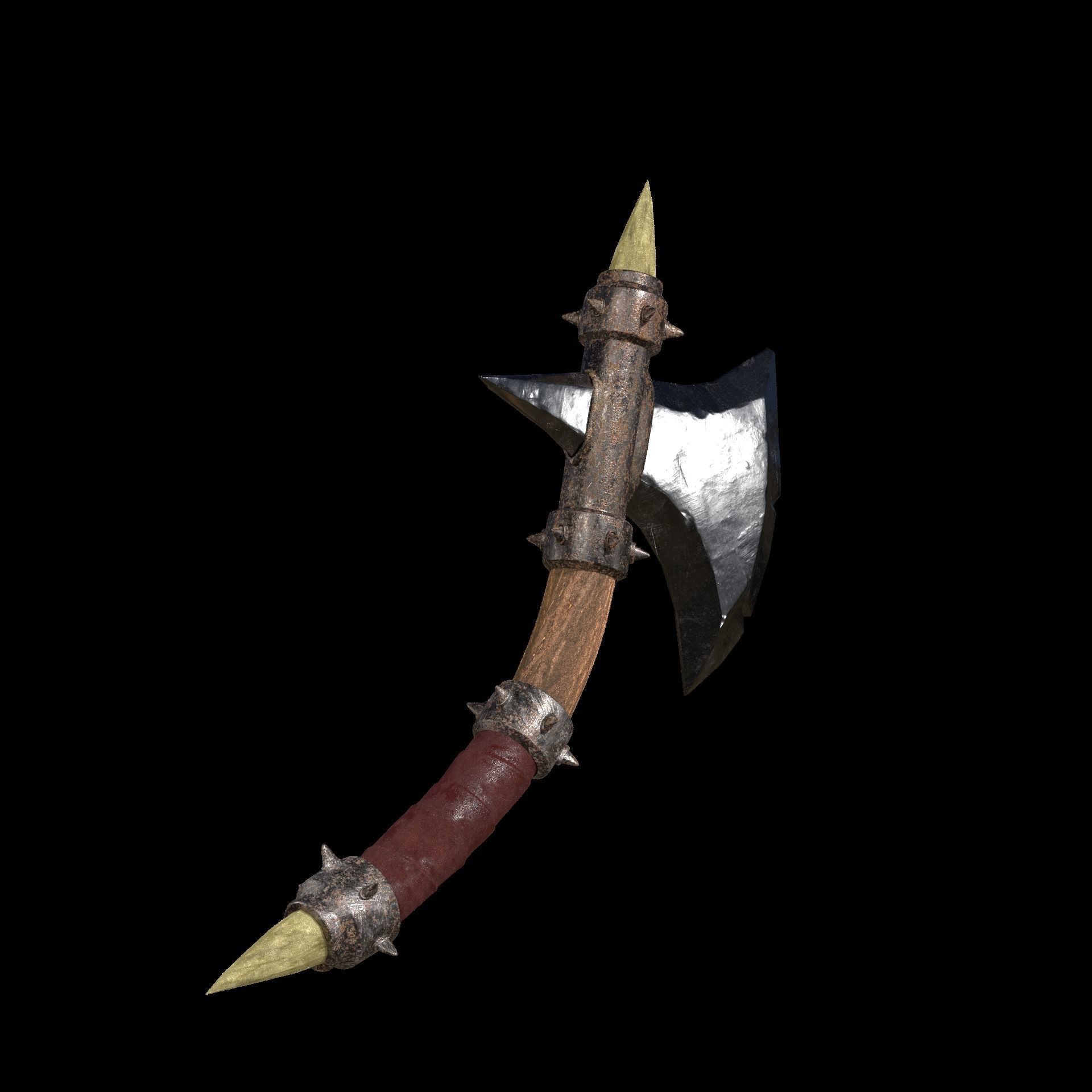 Stylized Weapon Ax Low-poly 3D model_4