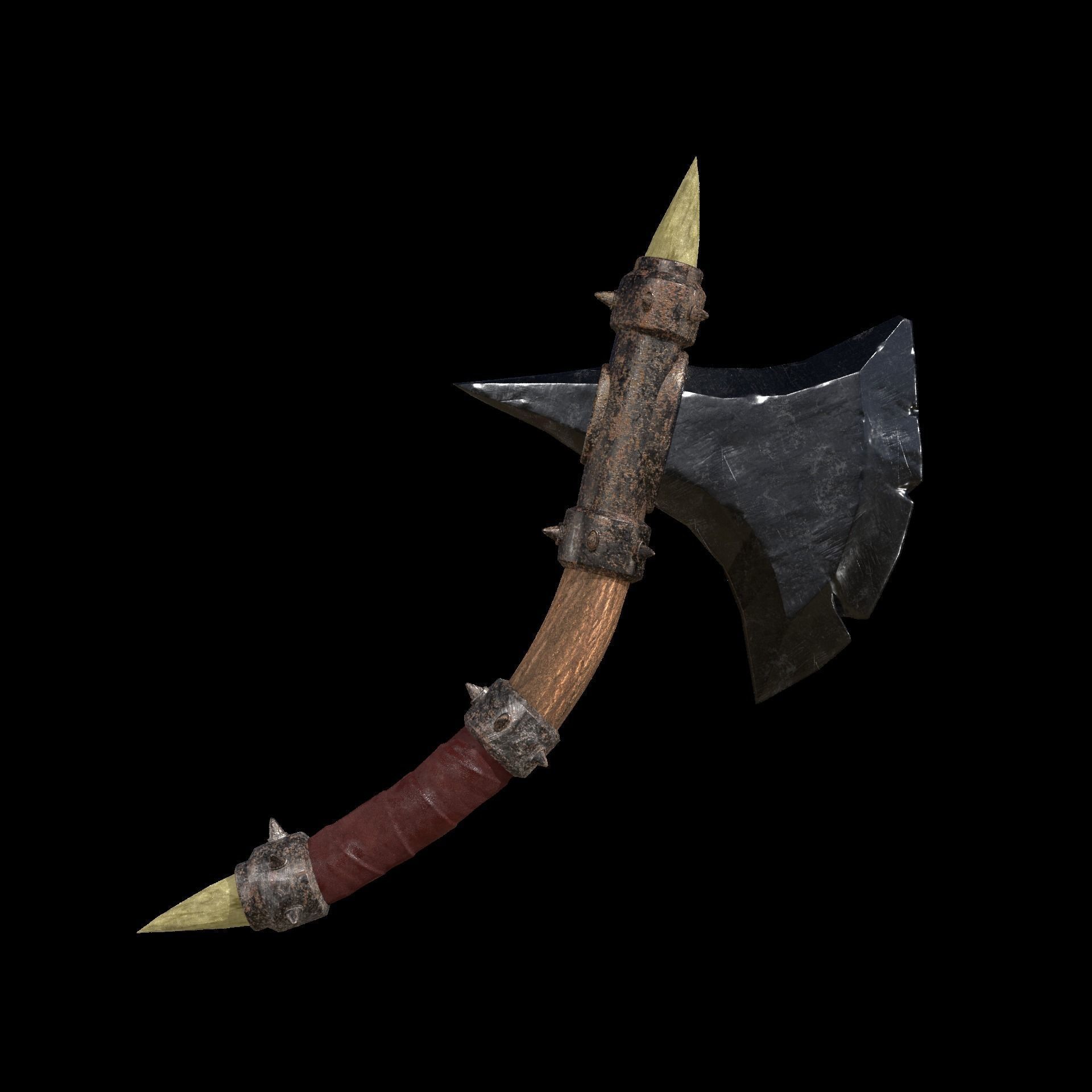 Stylized Weapon Ax Low-poly 3D model_3
