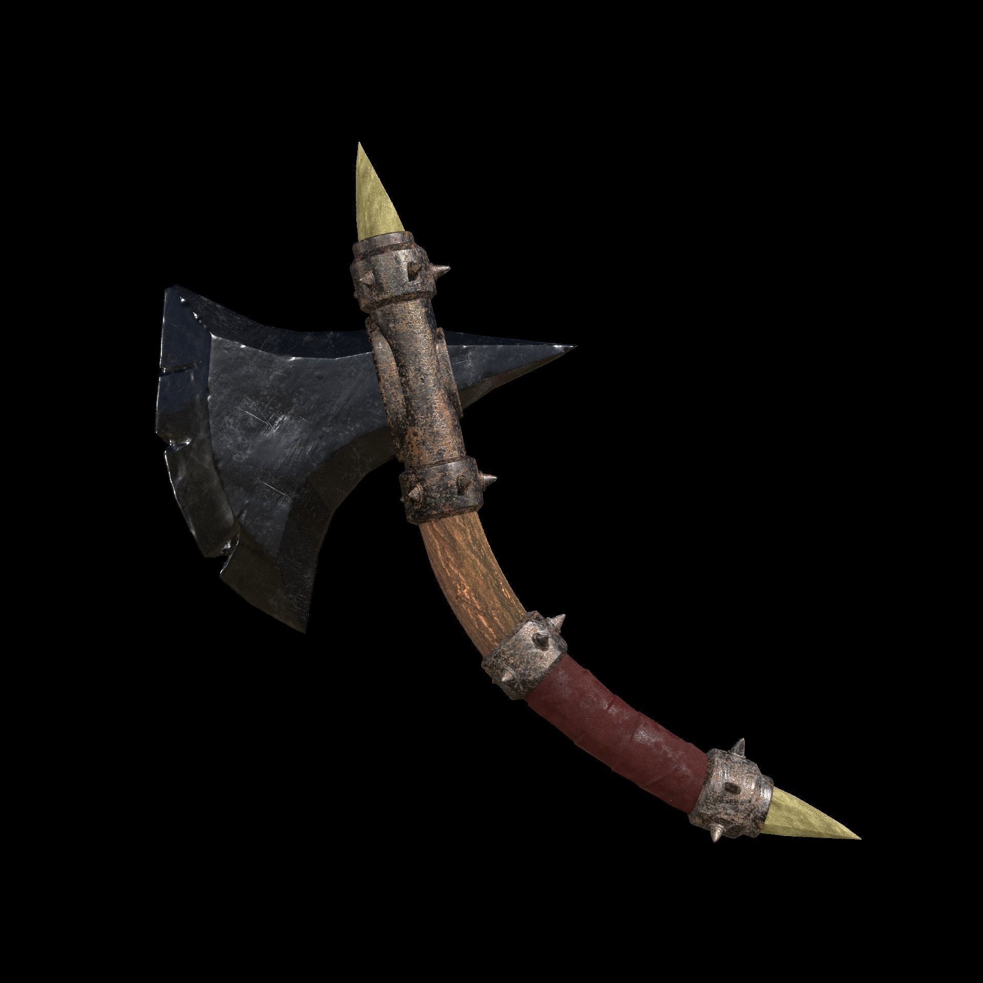 Stylized Weapon Ax Low-poly 3D model_7