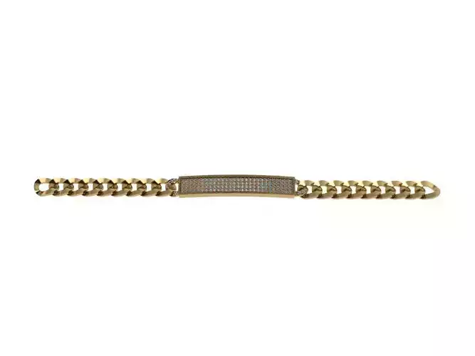 Chain gold plated bracelet with diamonds