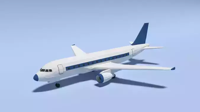 Low Poly Cartoon Airbus A320 Airplane Low-poly 3D model