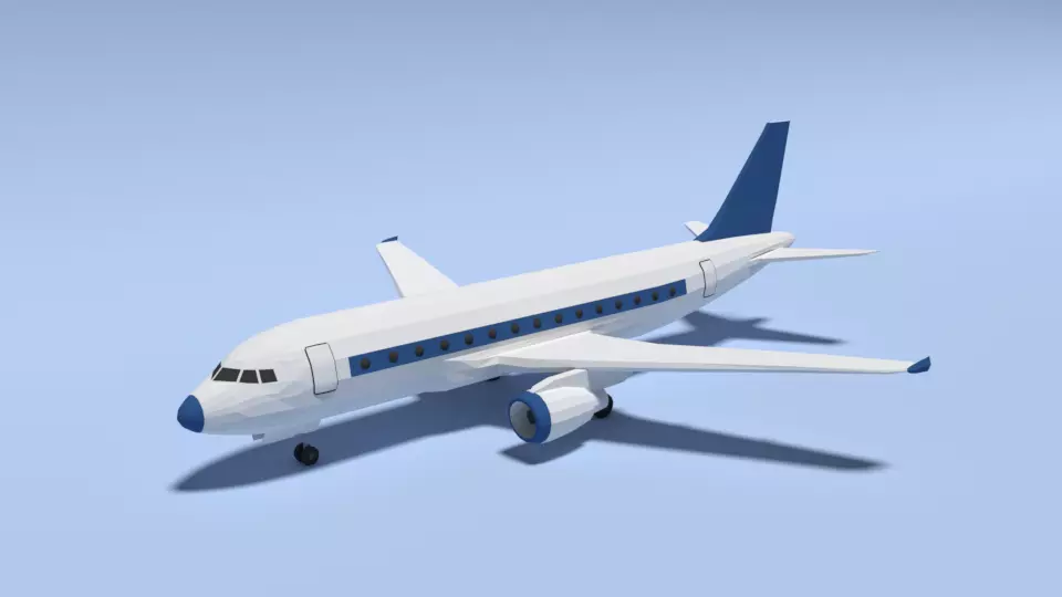 Low Poly Cartoon Airbus A320 Airplane Low-poly 3D model
