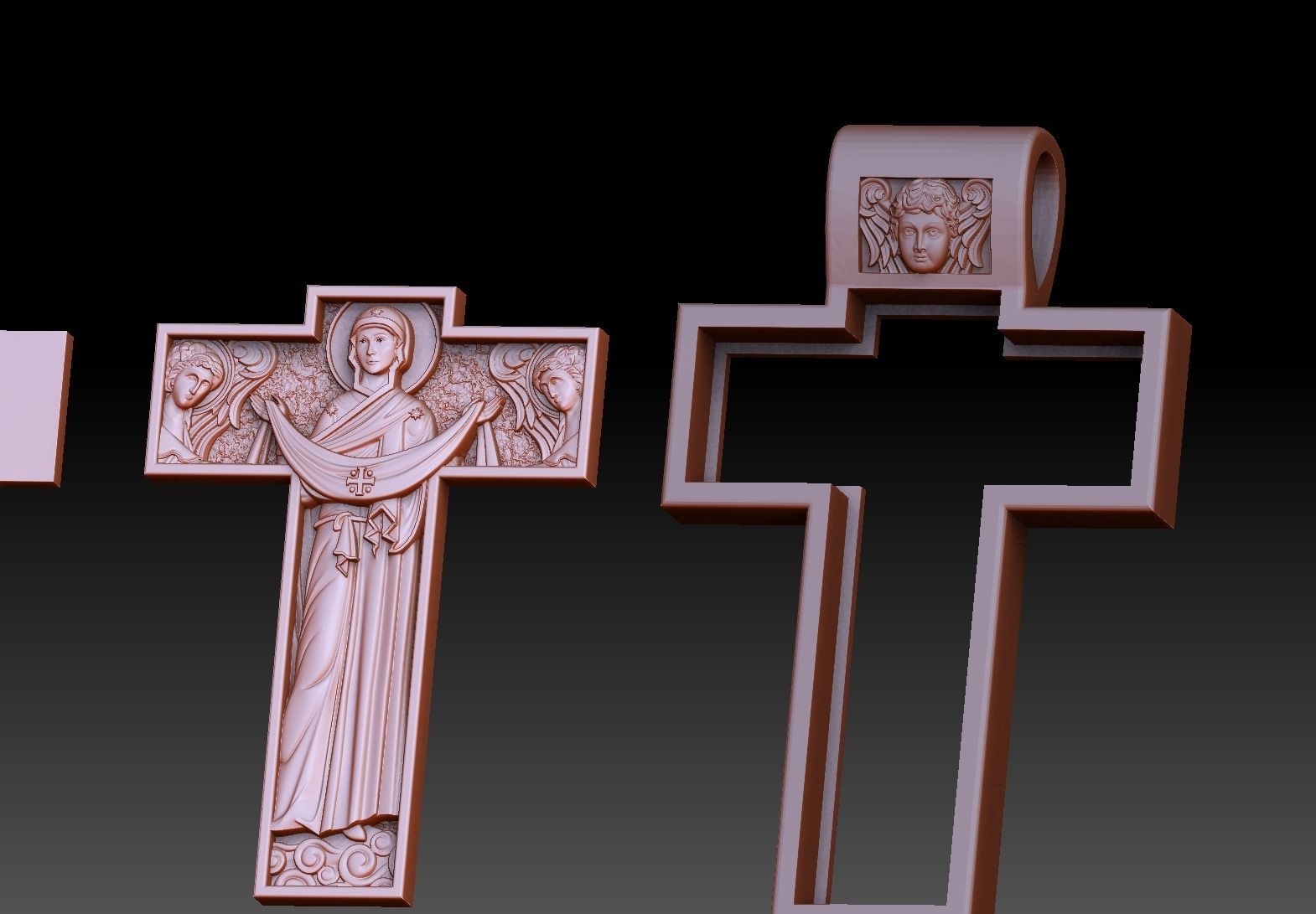 orthodox  cross crucified and virgin mary jewelry 3D print model_4
