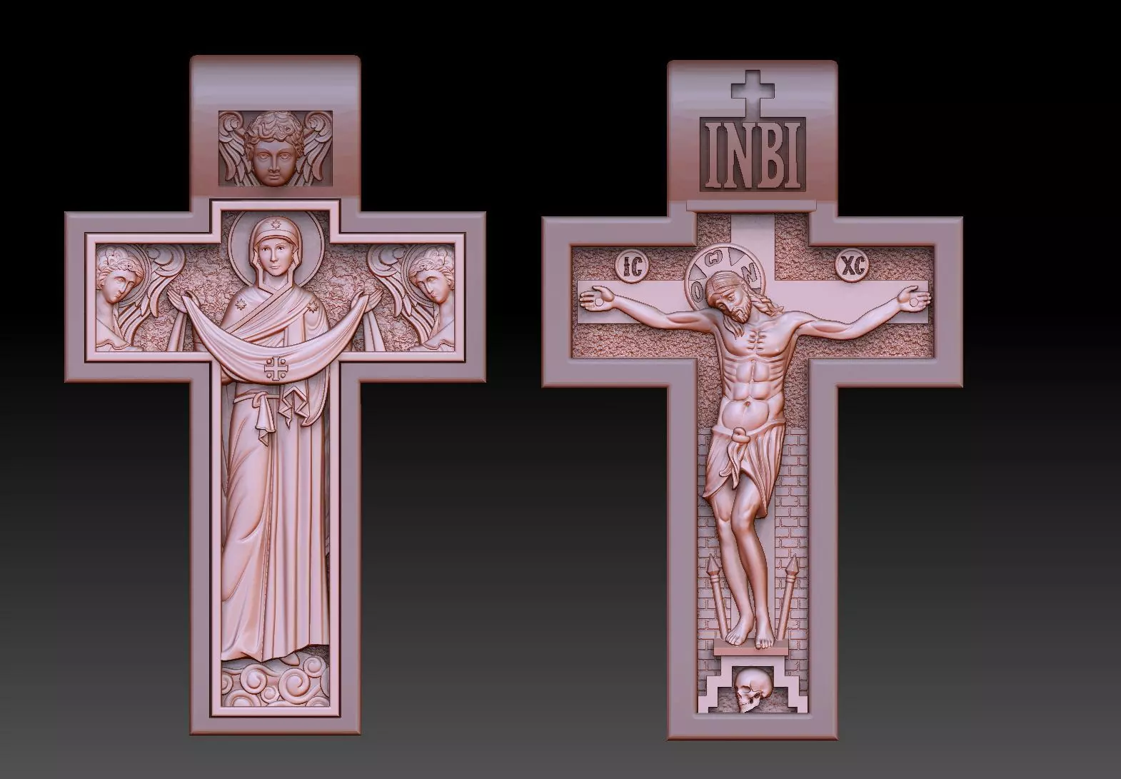 orthodox  cross crucified and virgin mary jewelry 3D print model_0