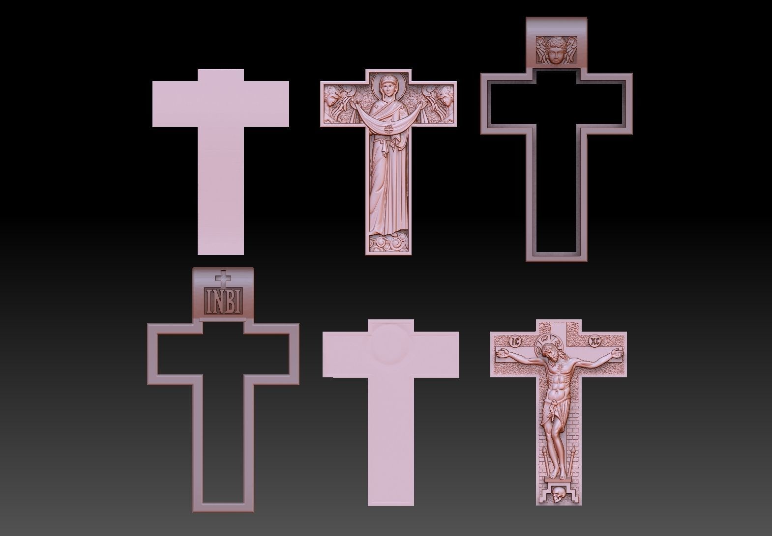 orthodox  cross crucified and virgin mary jewelry 3D print model_3