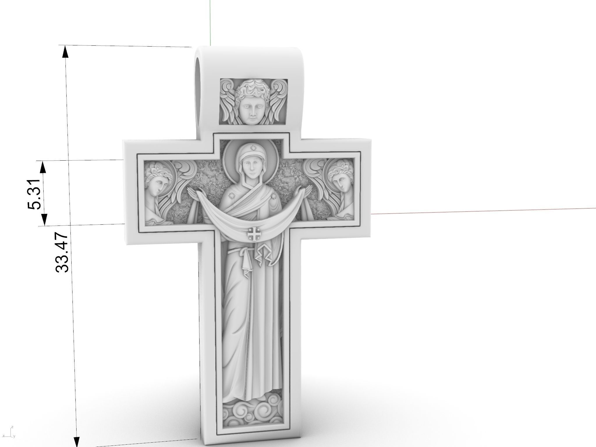 orthodox  cross crucified and virgin mary jewelry 3D print model_8