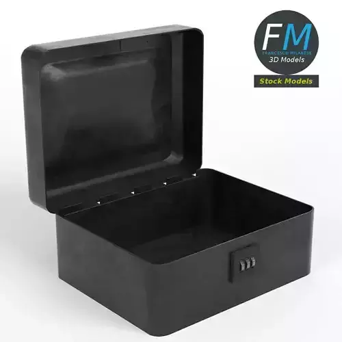 Metallic box with combination lock 3D model