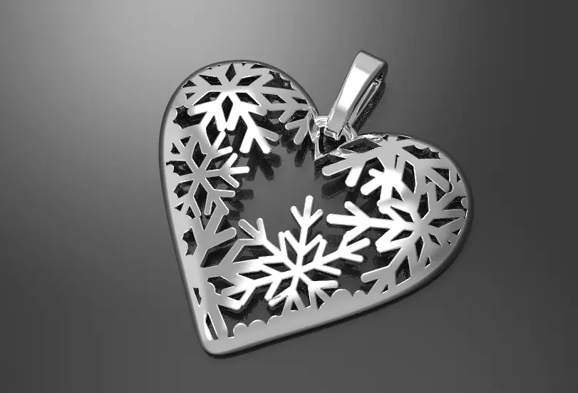 3D print model heart pendant VALENTINES DAY snowflakes Christmas 3D print model_0