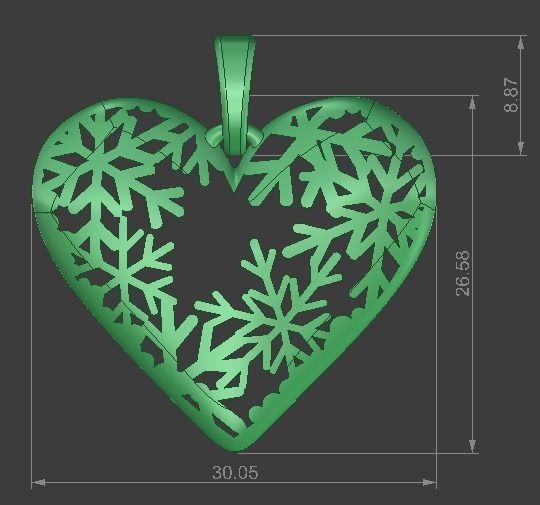 3D print model heart pendant VALENTINES DAY snowflakes Christmas 3D print model_2