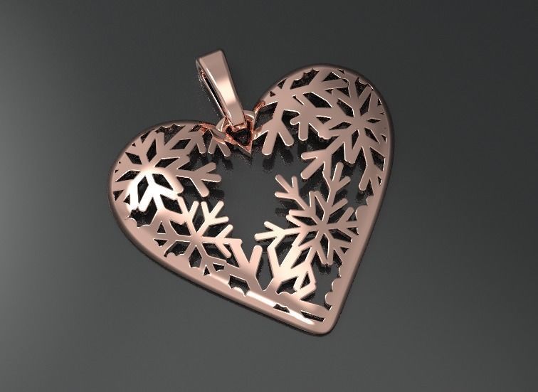3D print model heart pendant VALENTINES DAY snowflakes Christmas 3D print model_4