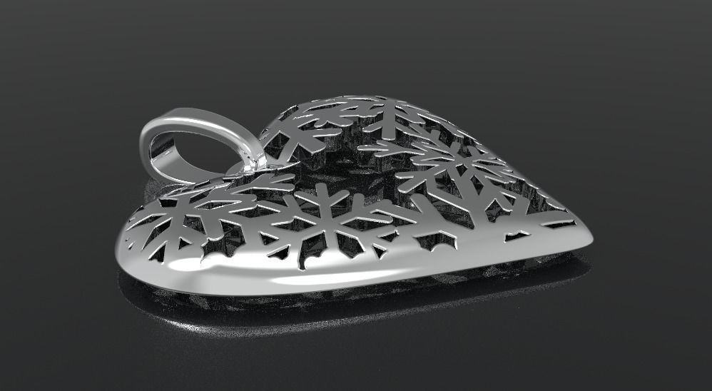 3D print model heart pendant VALENTINES DAY snowflakes Christmas 3D print model_11