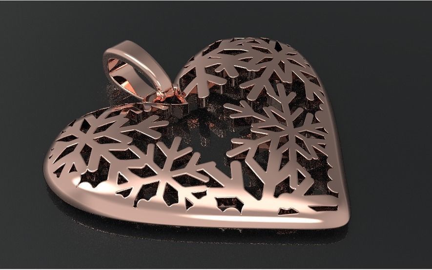 3D print model heart pendant VALENTINES DAY snowflakes Christmas 3D print model_1