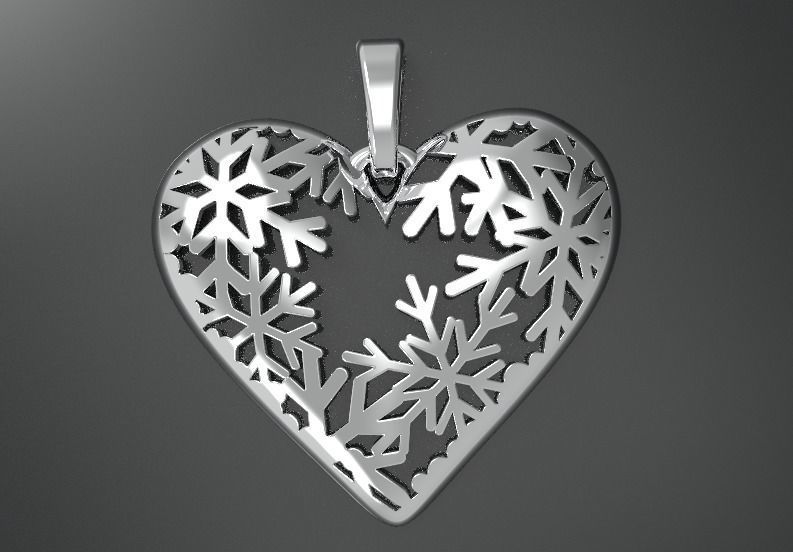 3D print model heart pendant VALENTINES DAY snowflakes Christmas 3D print model_10