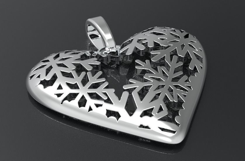 3D print model heart pendant VALENTINES DAY snowflakes Christmas 3D print model_9