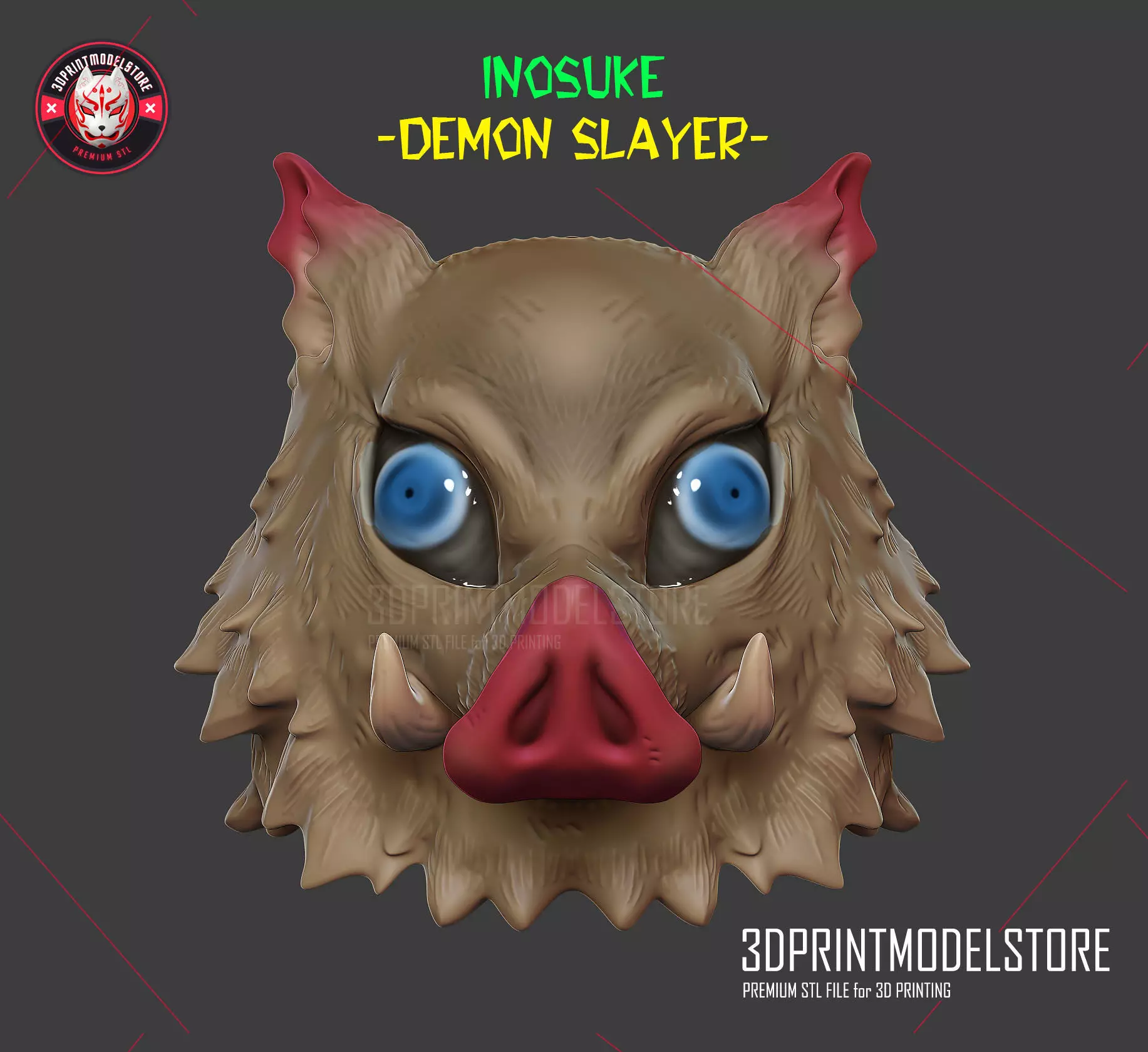 Demon Slayer Inosuke Mask Kimetsu no Yaiba Cosplay Helmet  3D print model_0