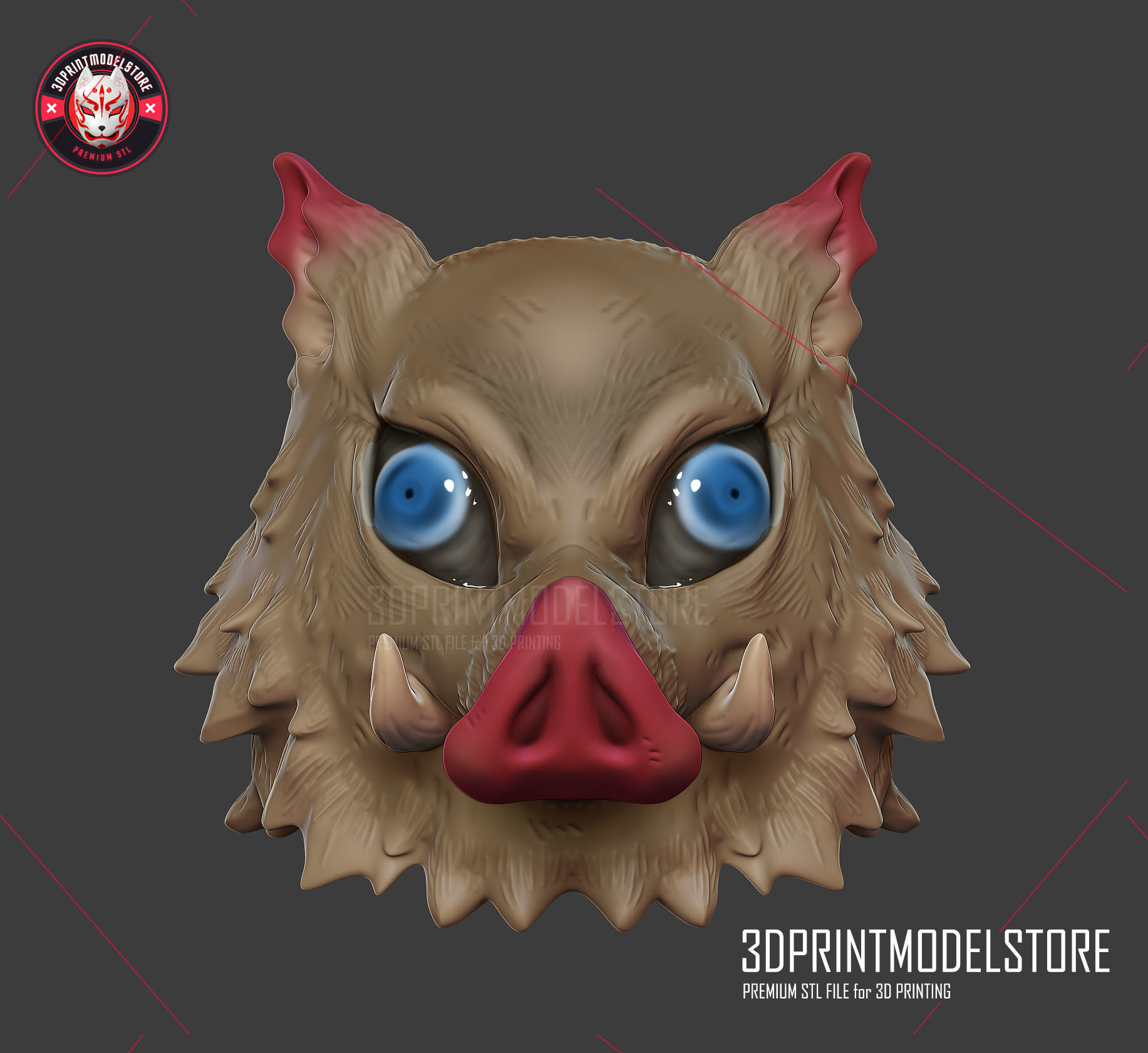 Demon Slayer Inosuke Mask Kimetsu no Yaiba Cosplay Helmet  3D print model_1
