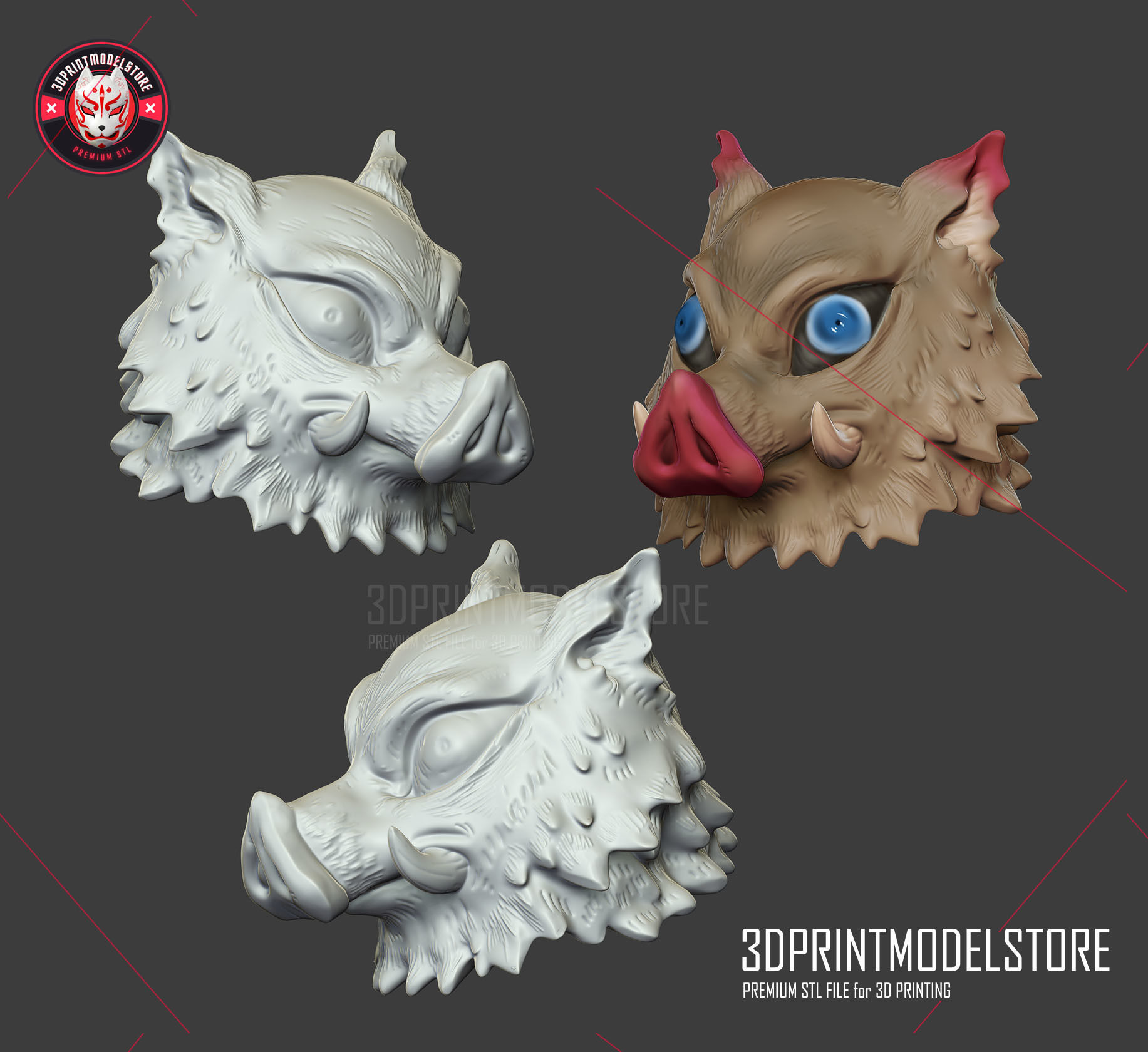 Demon Slayer Inosuke Mask Kimetsu no Yaiba Cosplay Helmet  3D print model_8