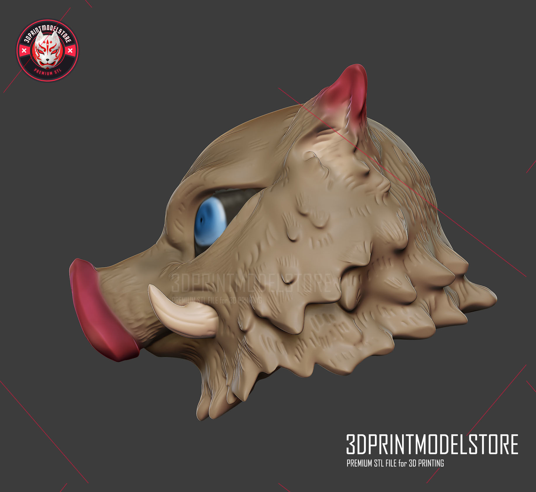 Demon Slayer Inosuke Mask Kimetsu no Yaiba Cosplay Helmet  3D print model_4