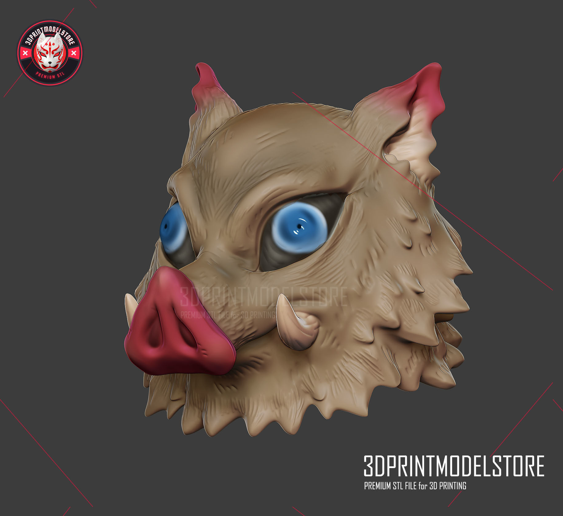 Demon Slayer Inosuke Mask Kimetsu no Yaiba Cosplay Helmet  3D print model_2