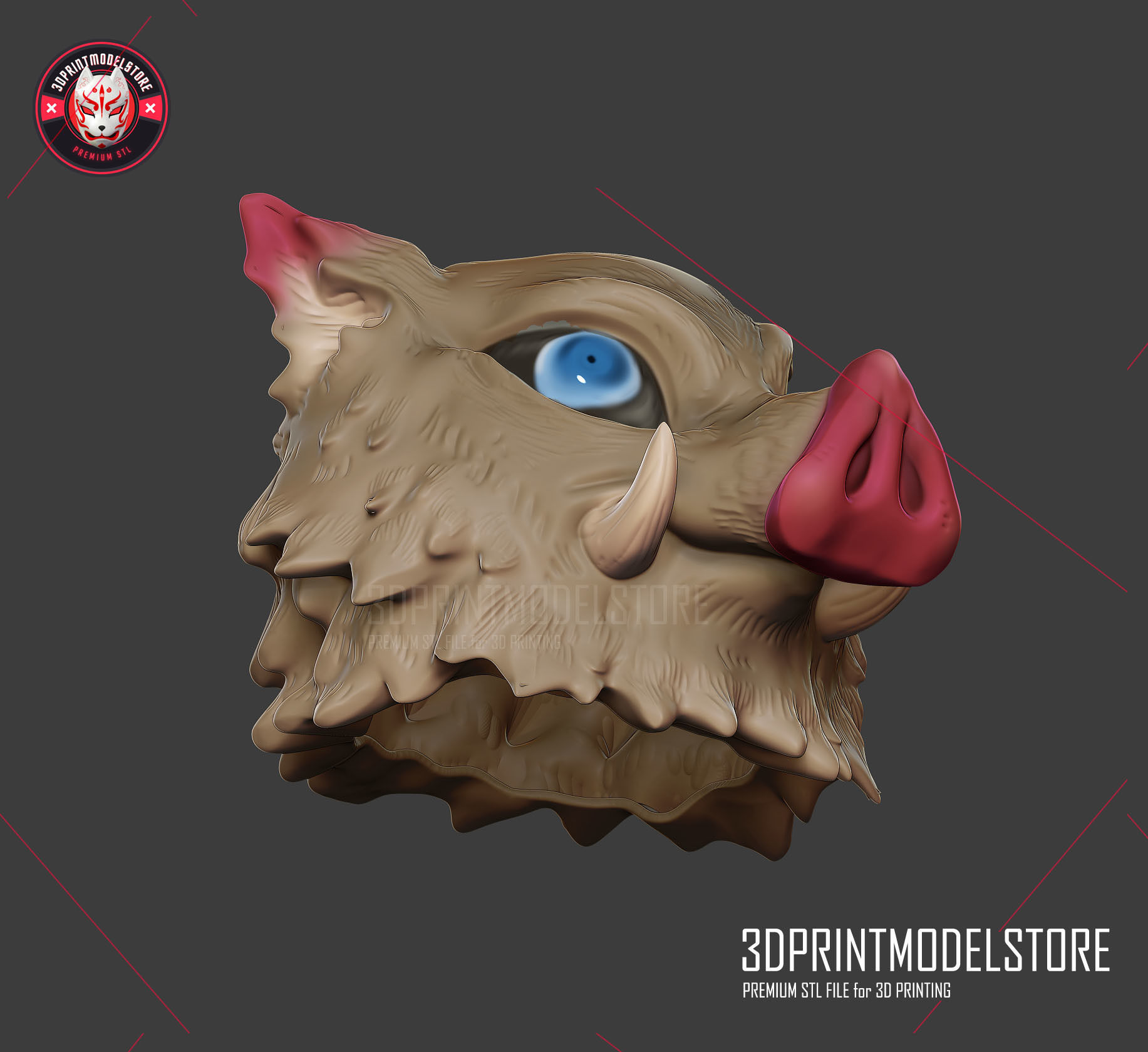 Demon Slayer Inosuke Mask Kimetsu no Yaiba Cosplay Helmet  3D print model_6