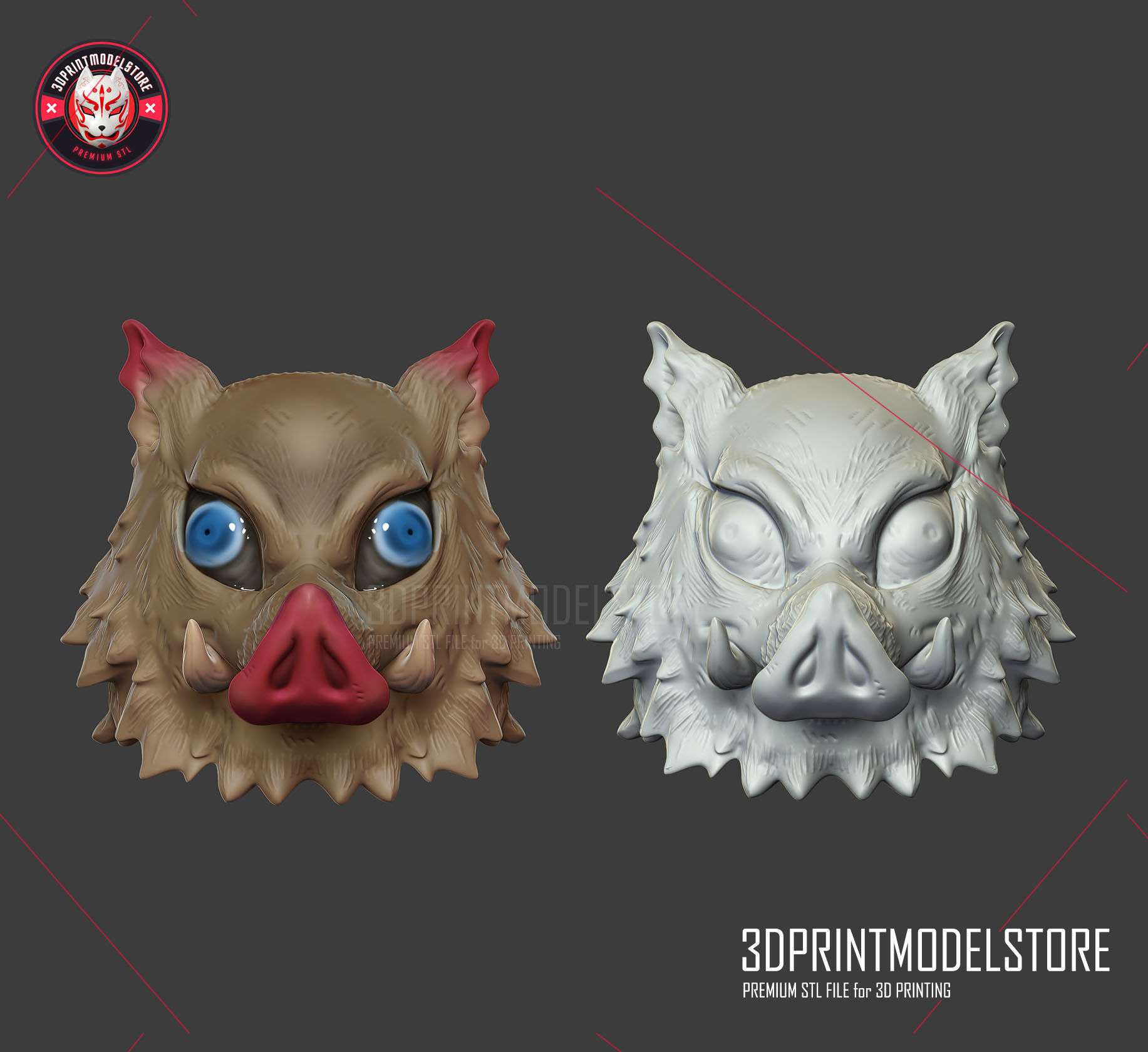 Demon Slayer Inosuke Mask Kimetsu no Yaiba Cosplay Helmet  3D print model_7