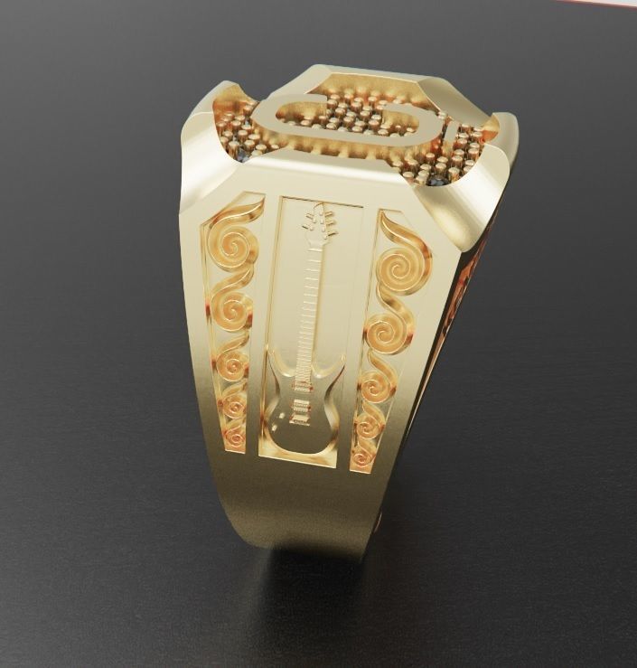 man ring guitar 3D print model_3