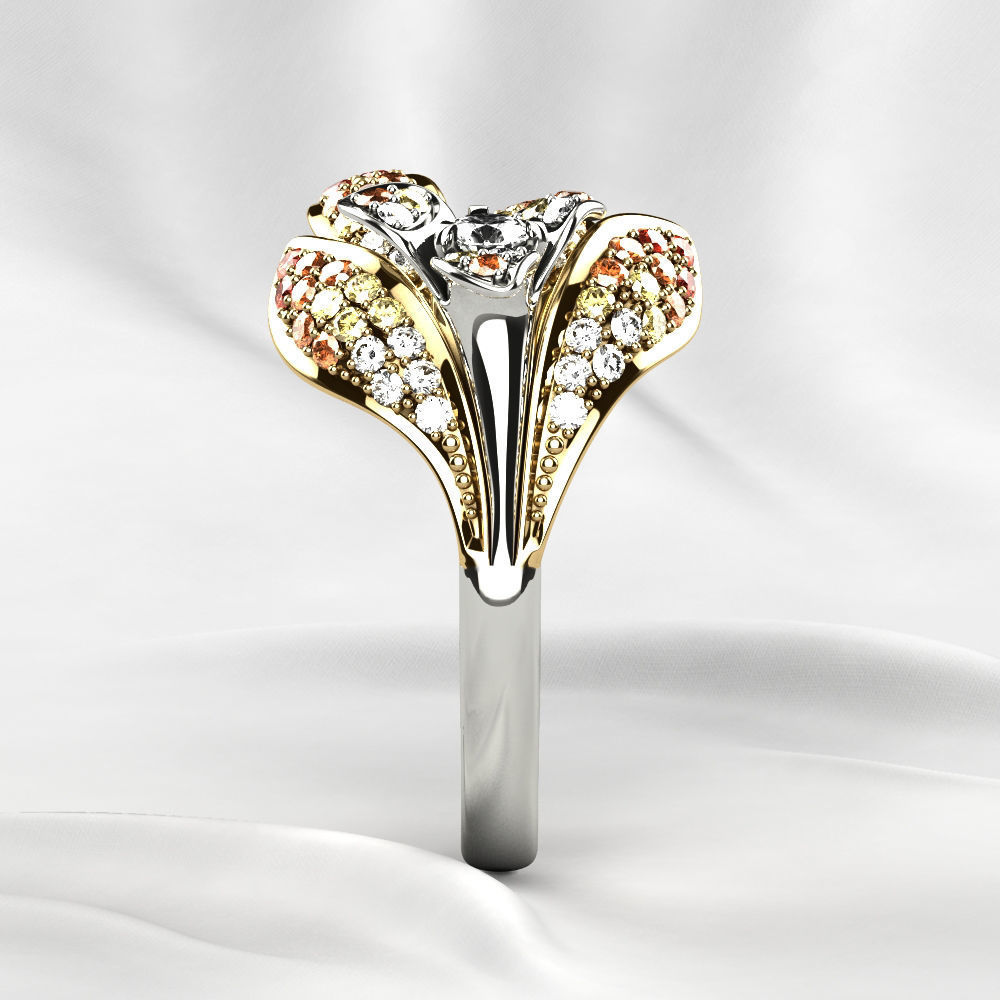 Beautiful Gold Ring with Diamonds 3D print model_12