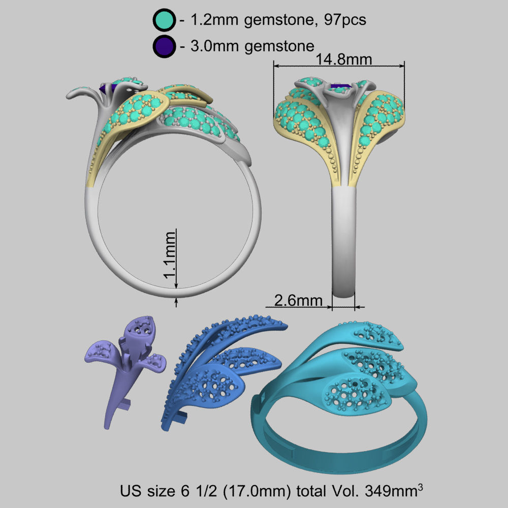 Beautiful Gold Ring with Diamonds 3D print model_18
