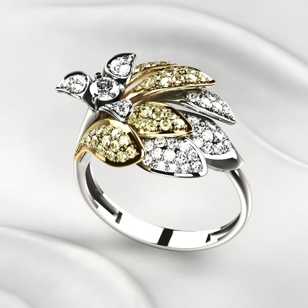 Beautiful Gold Ring with Diamonds 3D print model_2